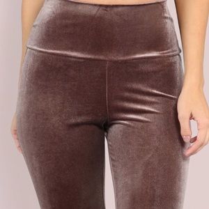 Mocha Crushed Velvet High Waisted Leggings